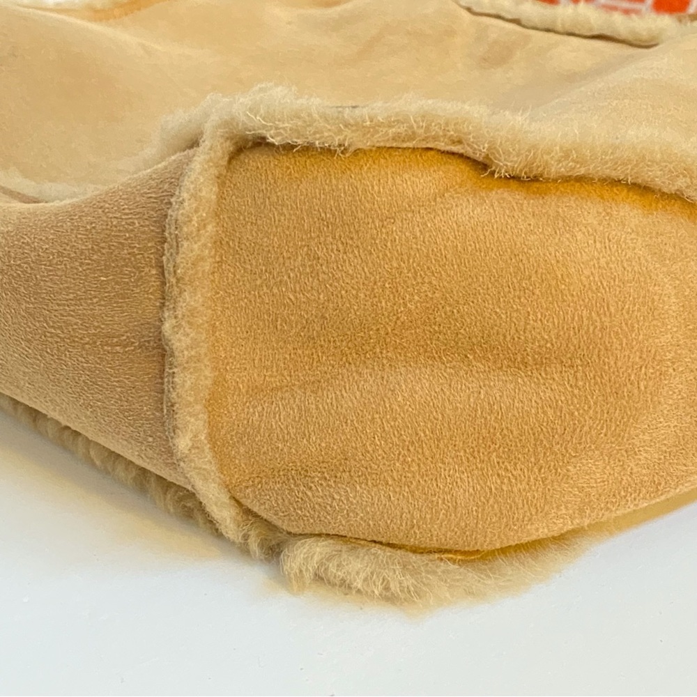 Vintage Chanel beige tan suede shearling sheepskin top handles tote purse bag - Picture 7 of 15